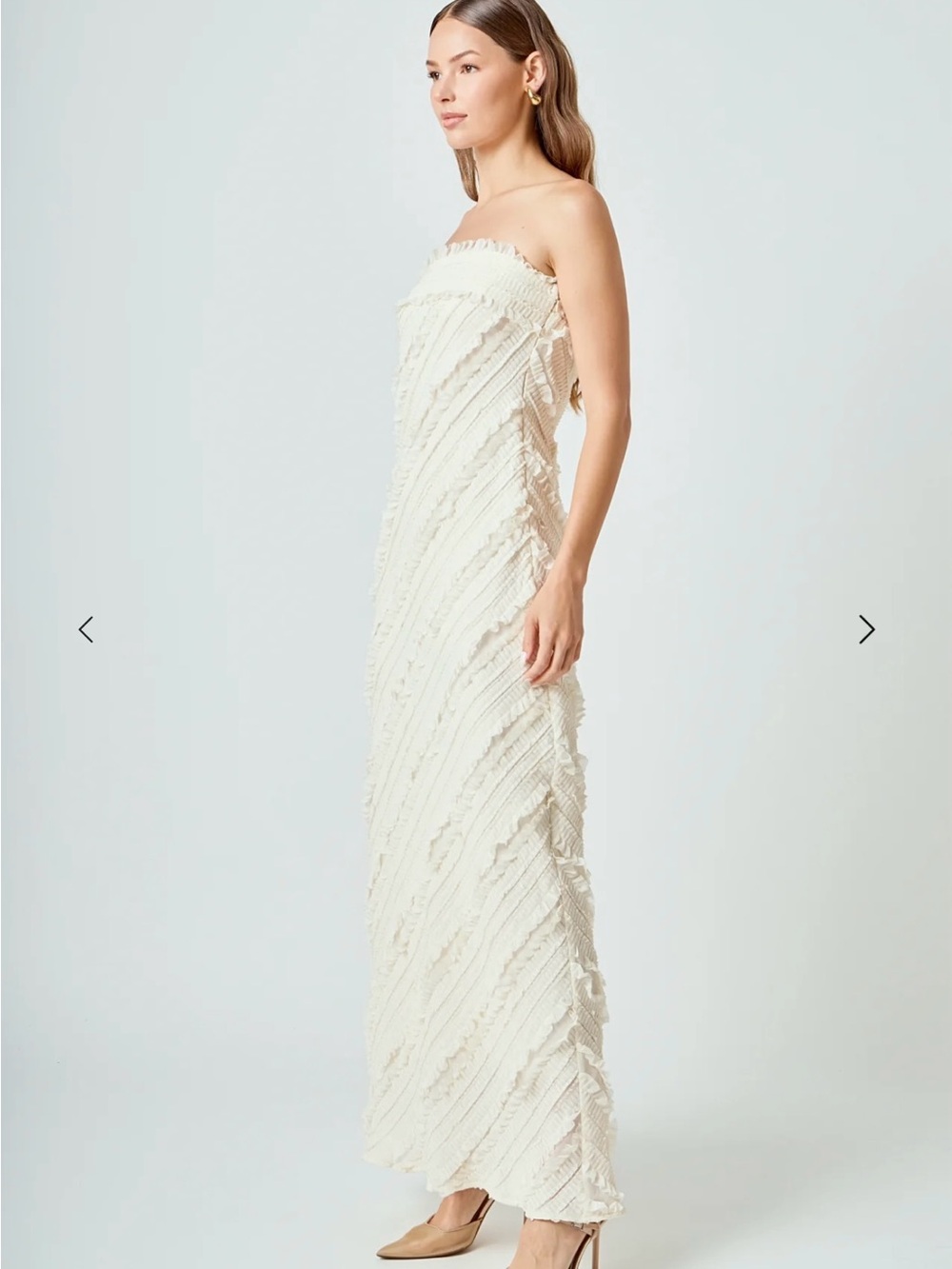 Endless Rose Strapless Ivory Textured Maxi Dress - Picture 3 of 6